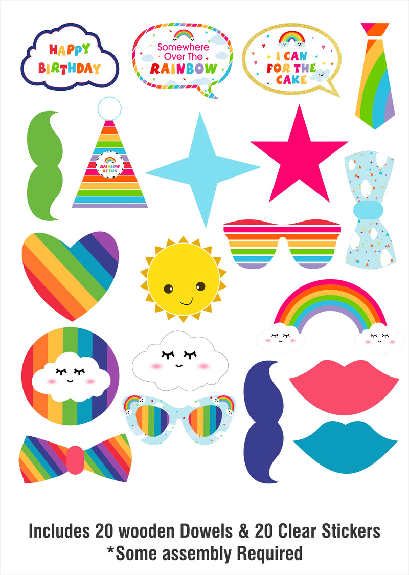 Rainbow Birthday Party Photo Booth Props Kit