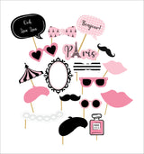 Paris Theme  Birthday Party Photo Booth Props Kit Set of 20