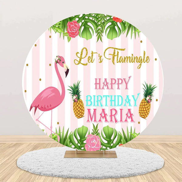 Flamingo Theme Birthday Party Round Backdrop