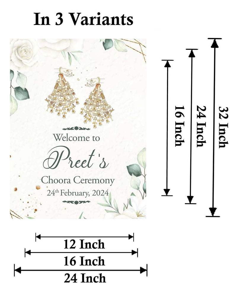 Choora Ceremony Signage or Welcome Board for Decoration