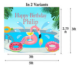 Pool Party Theme Birthday Party Personalized Backdrop.