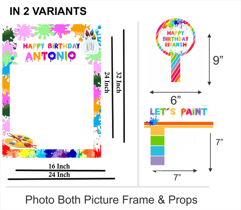 Art and Paint Birthday Party Selfie Photo Booth Frame & Props