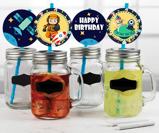 Space Theme Birthday Party Paper Decorative Straws