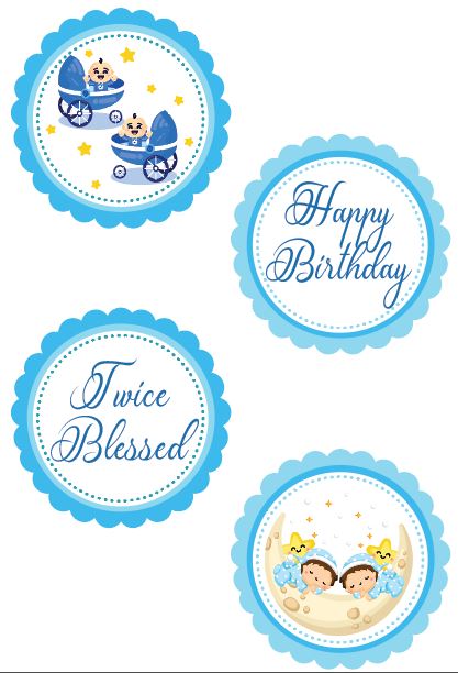 Twin Boys Party Birthday Paper Decorative Straws