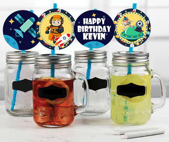 Space Theme Birthday Party Paper Decorative Straws