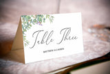 Greenery Theme Wedding Table Numbers/ Table Place Cards