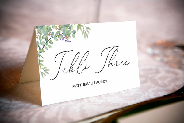 Greenery Theme Wedding Table Numbers/ Table Place Cards