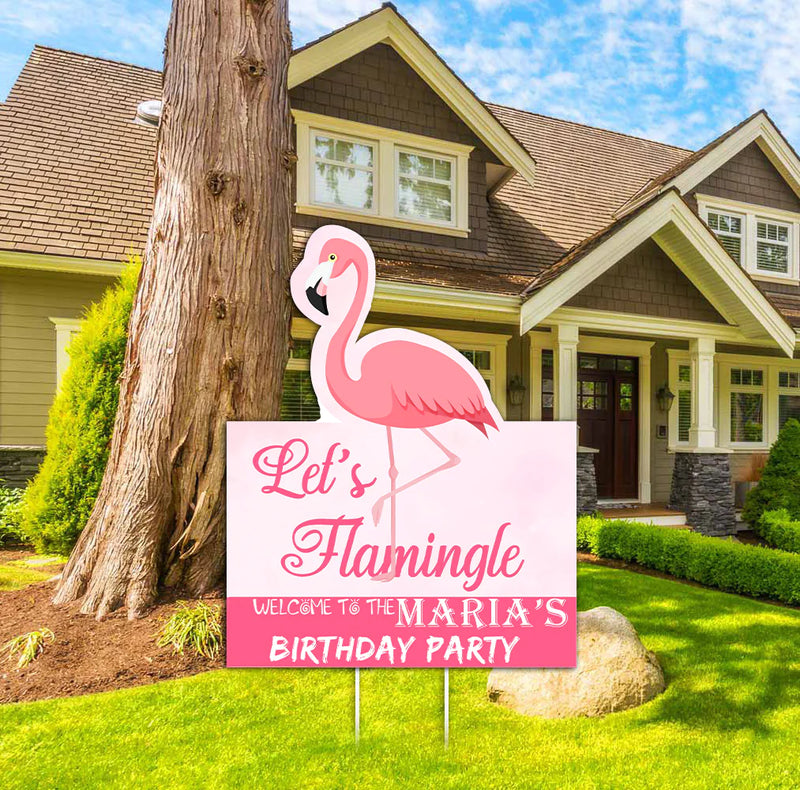 Flamingo Theme Birthday Party Yard Sign/Welcome Board.