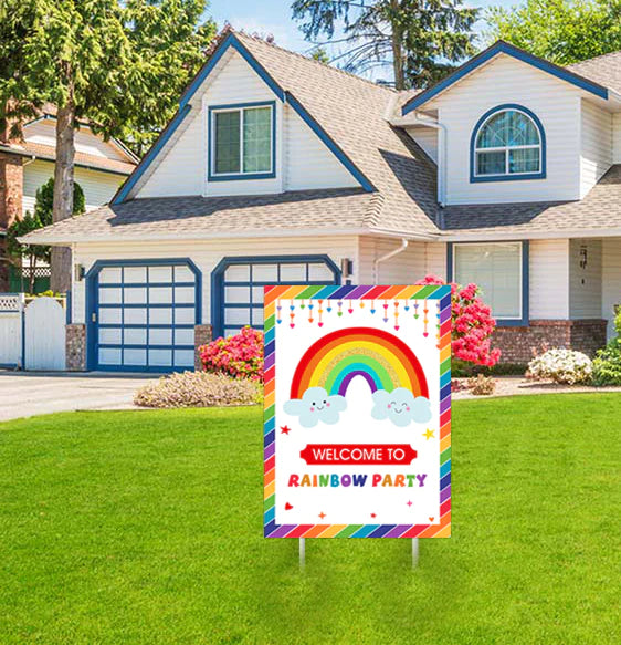 Rainbow Theme Birthday Party Yard Sign/Welcome Board