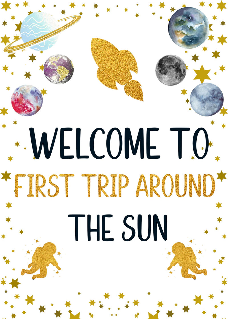 First Trip Around The Sun Theme Birthday Party Yard Sign/Welcome Board