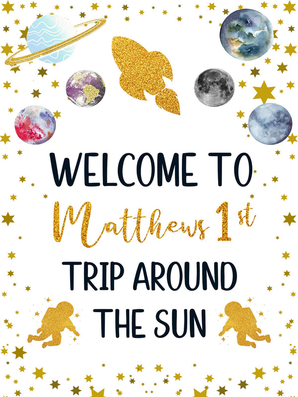 First Trip Around The Sun Theme Birthday Party Yard Sign/Welcome Board