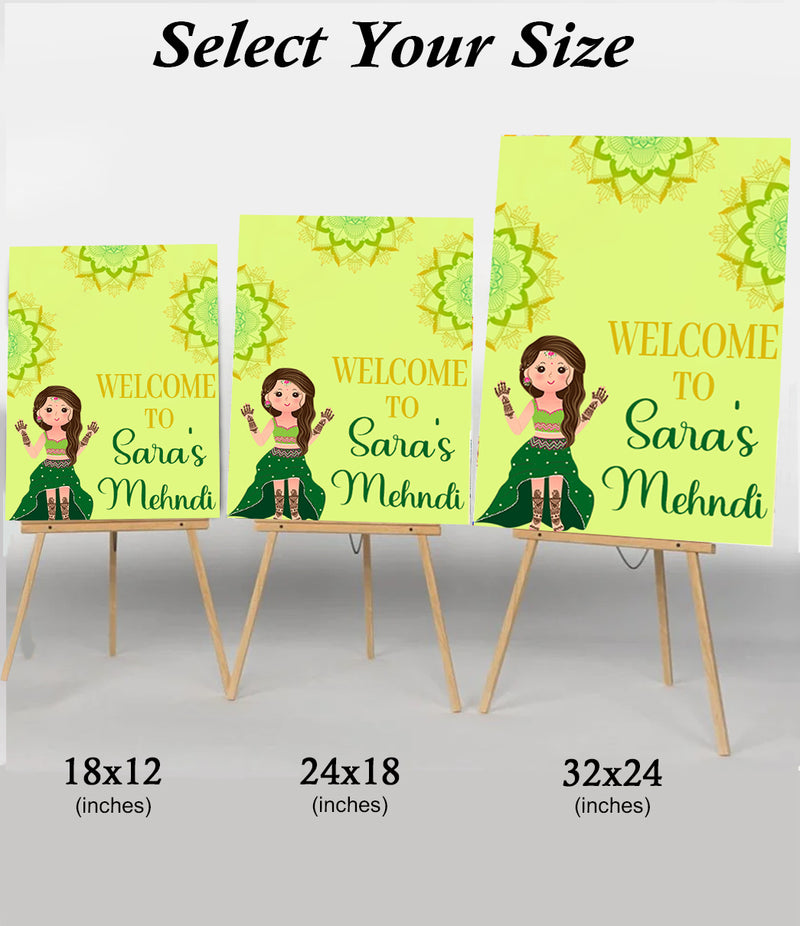 Mehndi Ceremony Signage or Welcome Board for Decoration