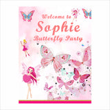 Butterfly & Fairies Theme Birthday Party Yard Sign/Welcome Board