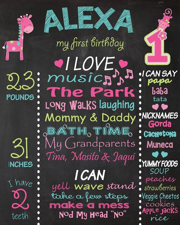 First Birthday Customized Milestone Board for Kids Birthday Party