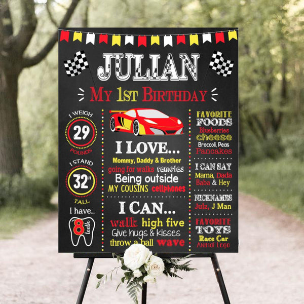 Car Birthday Customized Milestone Sign/Board for Kids Birthday Party