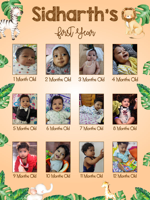 First Birthday Photo Collage Sign /My First Year Photo Board Milestone Picture Board