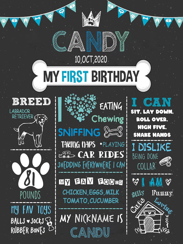 Dog Birthday Customized Milestone Poster /Sign Board