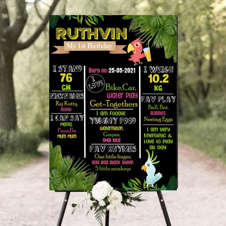 Birds Theme Customized Milestone Board for Kids Birthday Party