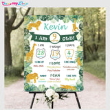 Jungle Birthday Customized Milestone Sign/Board for Kids Birthday Party