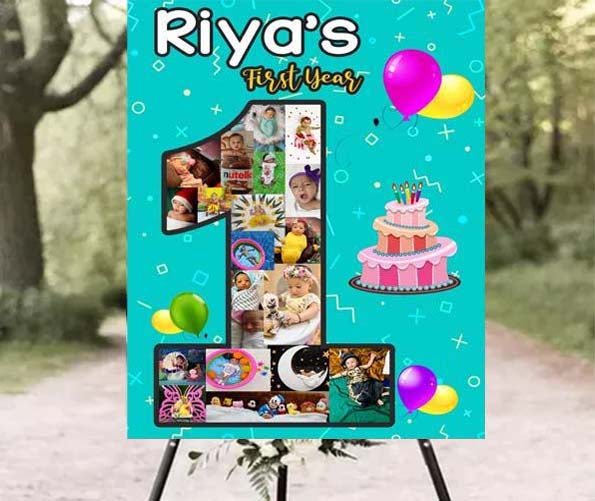 Baby First Birthday First Year Photo Sign Board