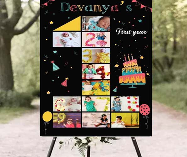 Baby First Birthday First Year Photo Sign Board