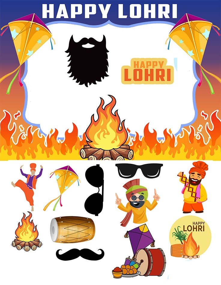 Lohri Party Photo Booth and Props Set for photography.