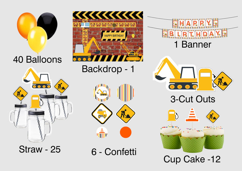 Construction Theme Birthday Complete Personalize Party Kit