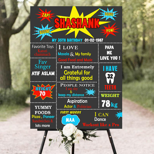 Super Heroes Theme  Customized Milestone Board for Kids Birthday Party