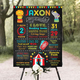 Carnival  Birthday Customized Milestone Sign/Board for Kids Birthday Party