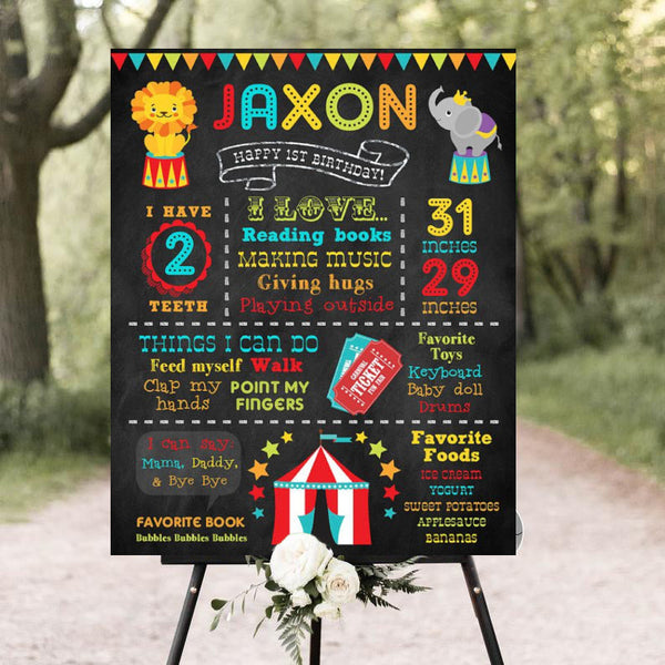Carnival  Birthday Customized Milestone Sign/Board for Kids Birthday Party