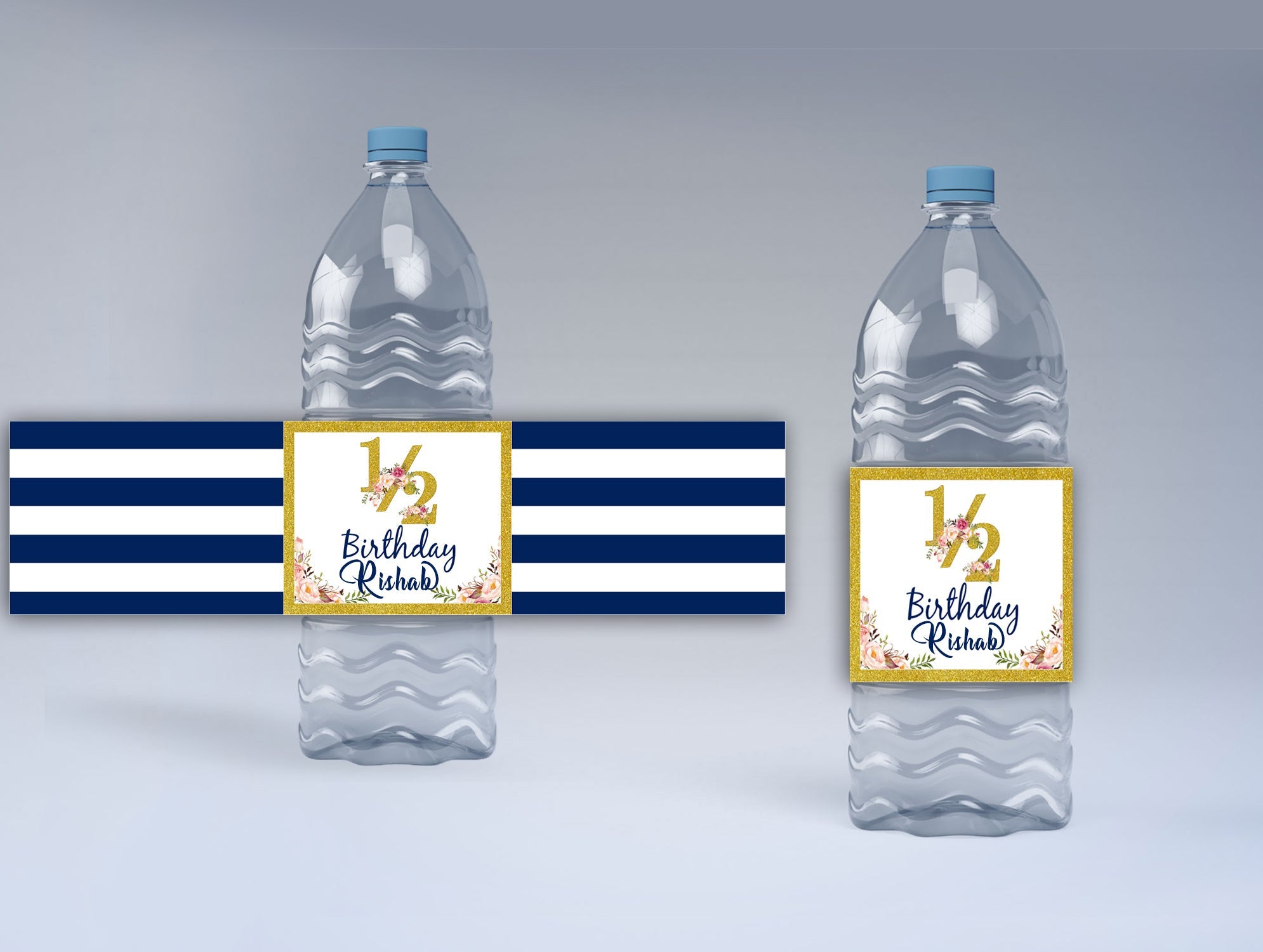 Half Birthday Party  Water Bottle Labels