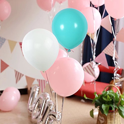 Pink, Aqua Blue And White Latex Balloons For Birthday Parties, Unicorn Decorations