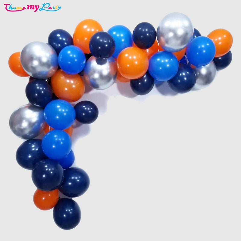 Blue Silver and Orange  Balloons Party  Arch Kit