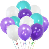 Latex Balloon for Birthday -White ,Purple ,Dark Purple, Sea Foam Blue