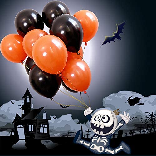 Black And Orange Latex Balloon For Birthday Parties, Halloween Decorations