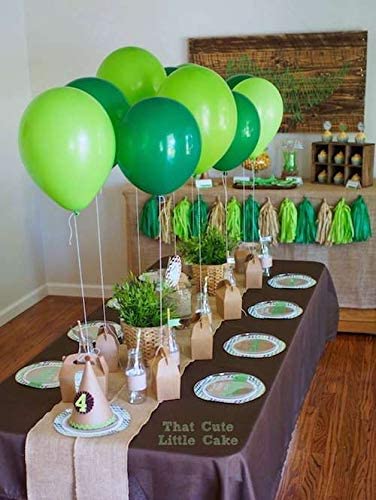 Metallic White, Light Green And Dark Green Latex Balloon For Birthday Parties