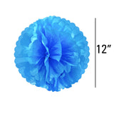 White Blue And Silver Pompom Flower Decoration