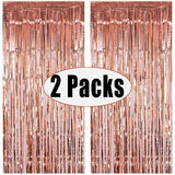 Rose Gold Metallic Tinsel Foil Fringe Curtains