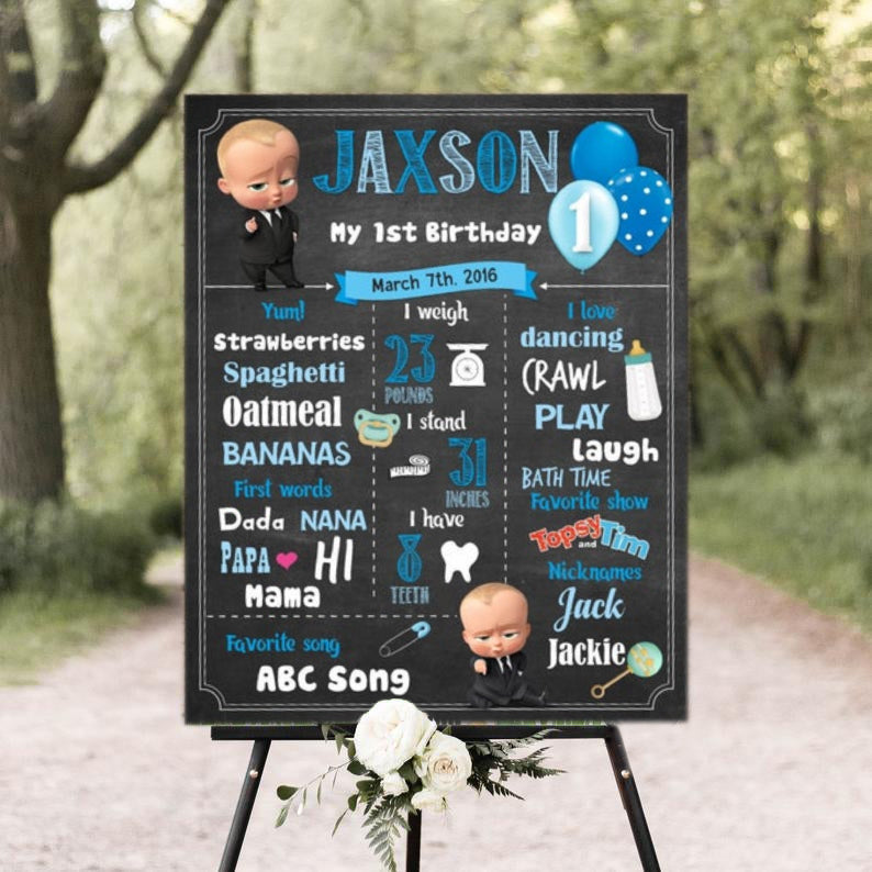 Boss Baby Theme Customized Milestone Board for Kids Birthday Party