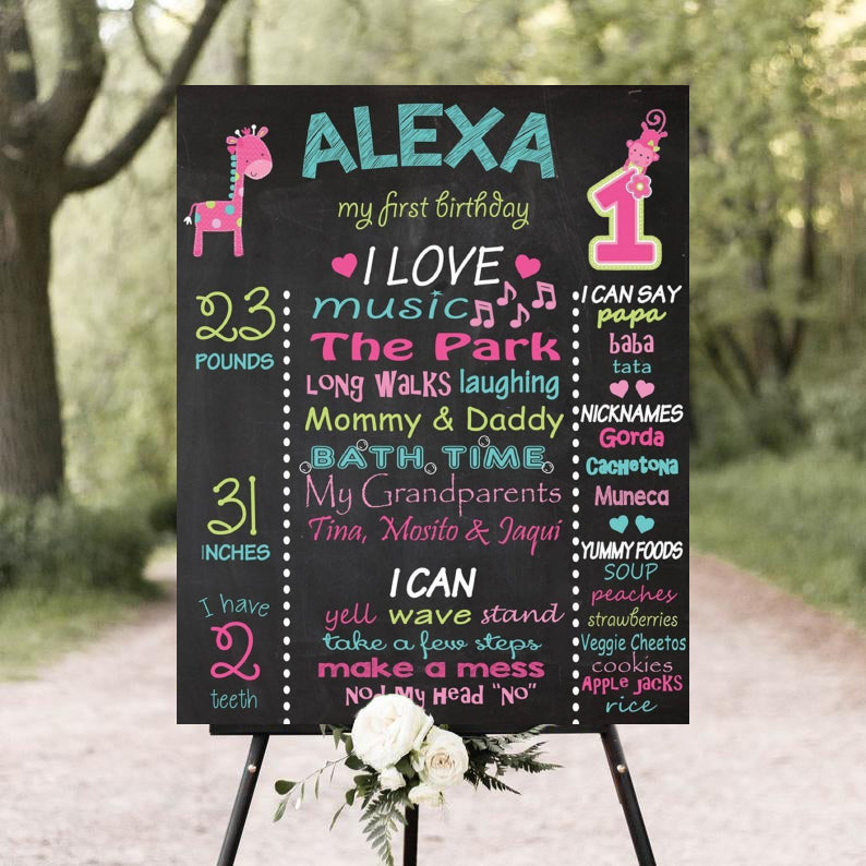 First Birthday Customized Milestone Board for Kids Birthday Party