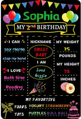 Second Birthday Customized Milestone Sign/Board for Kids Birthday Party