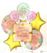 Happy Birthday Stay Fabulous  Foil Balloons Pastel Colors ( Set Of 5 )