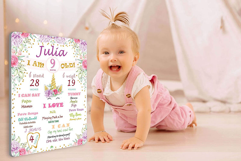 Unicorn Birthday Customized Milestone Sign Board for Kids Birthday Party