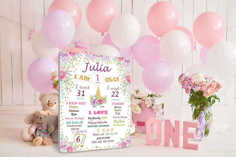 Unicorn Birthday Customized Milestone Sign Board for Kids Birthday Party