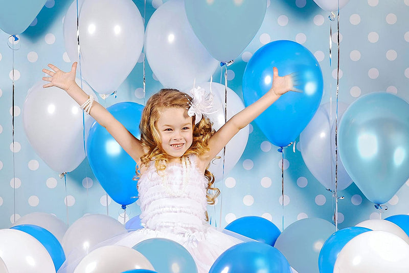 Metallic White, Light Blue And Dark Blue Latex Balloon