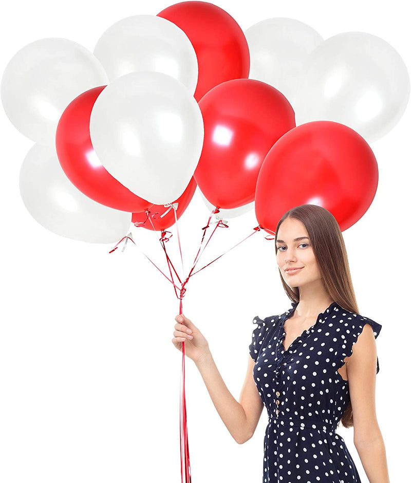 Red And White Latex Balloon For Birthday Parties, ,Anniversary Parties, Love Theme Parties, Baby shower