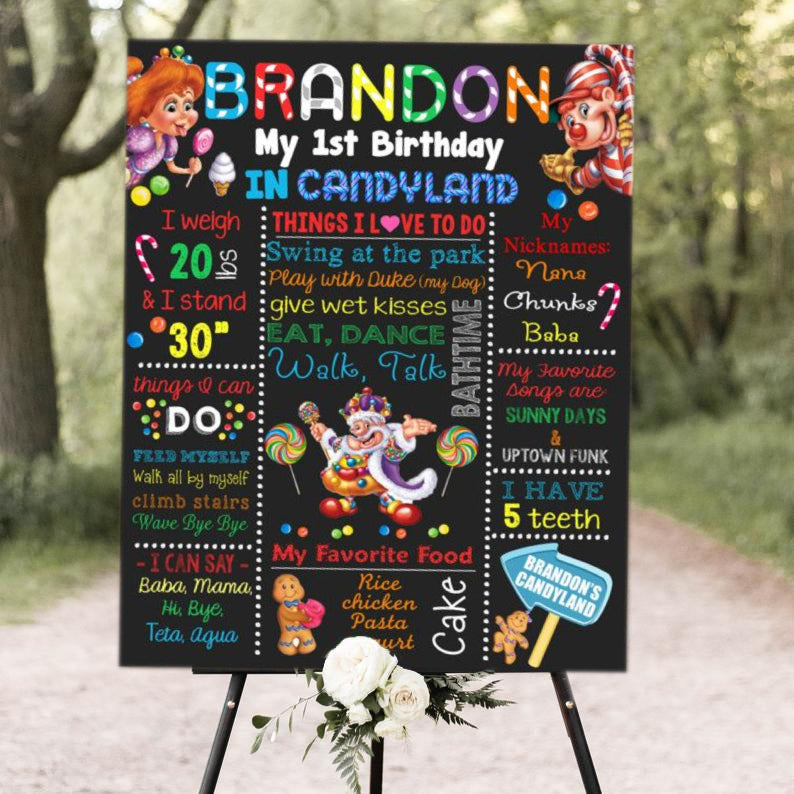 Candyland Theme Customized Milestone Board for Kids Birthday Party