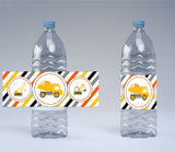 Construction Theme Water Bottle Labels