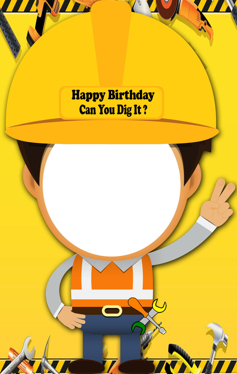 Construction Theme Birthday Party Selfie Photo Booth Frame