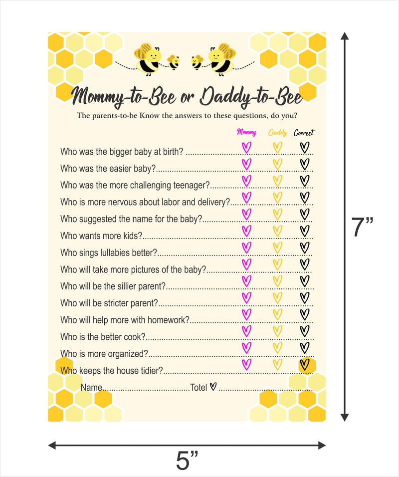 "What It Will Bee" Theme Baby Shower Games - Pack Of 10